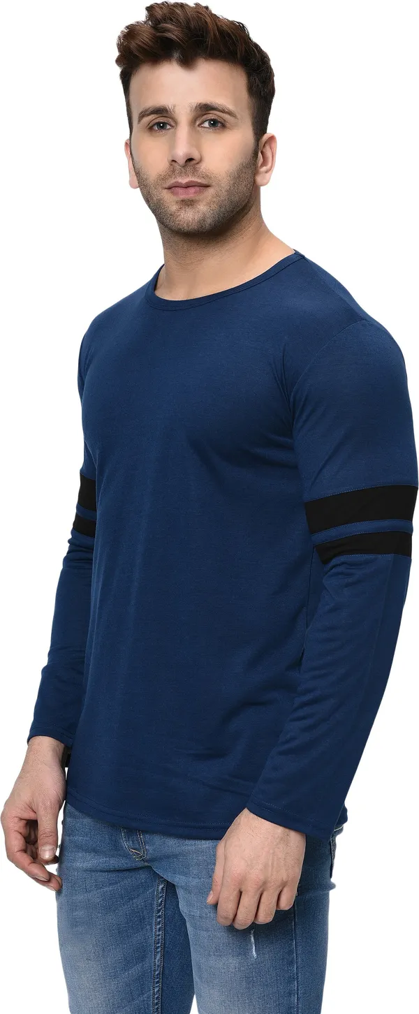 Blue_Striped_Round_Neck_Regukar_Fit_T-Shirt_For_Men