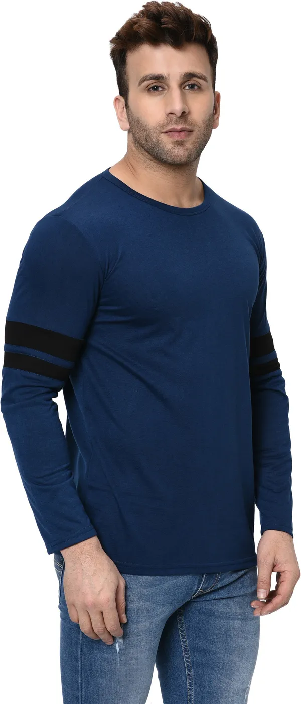Blue_Striped_Round_Neck_Regukar_Fit_T-Shirt_For_Men