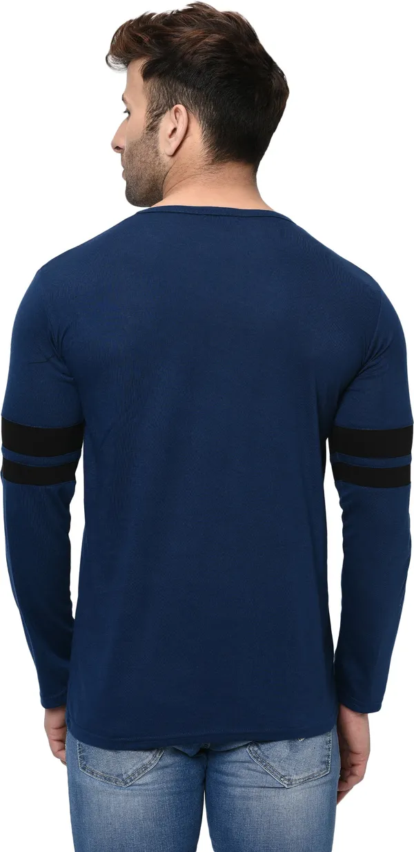 Blue_Striped_Round_Neck_Regukar_Fit_T-Shirt_For_Men