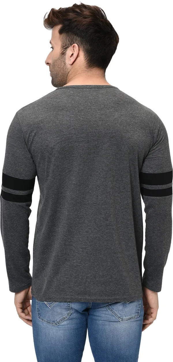 Grey_Striped_Round_Neck_Regukar_Fit_T-Shirt_For_Men