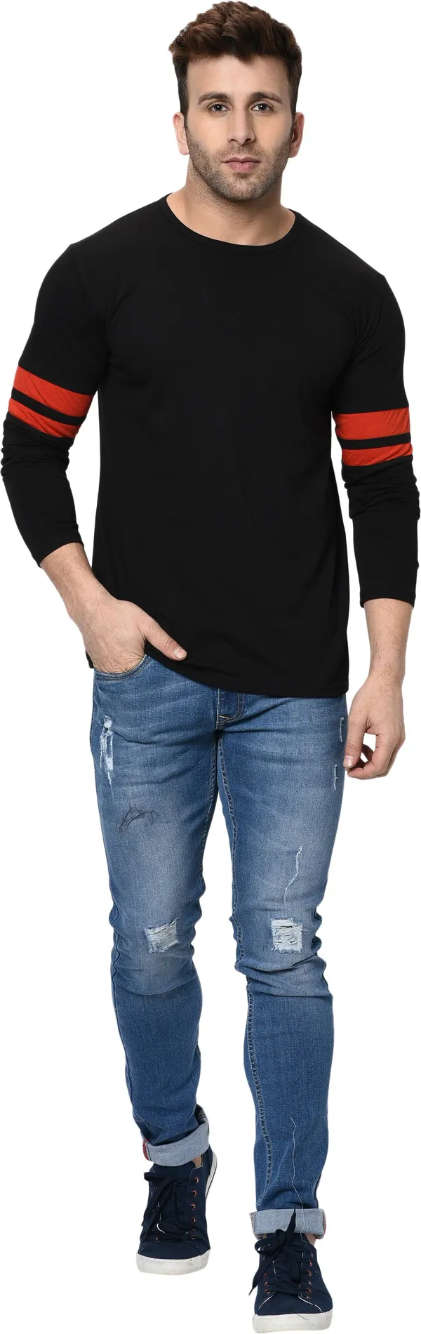 Black_Striped_Round_Neck_T-Shirt_for_Men_|_Regular_Fit