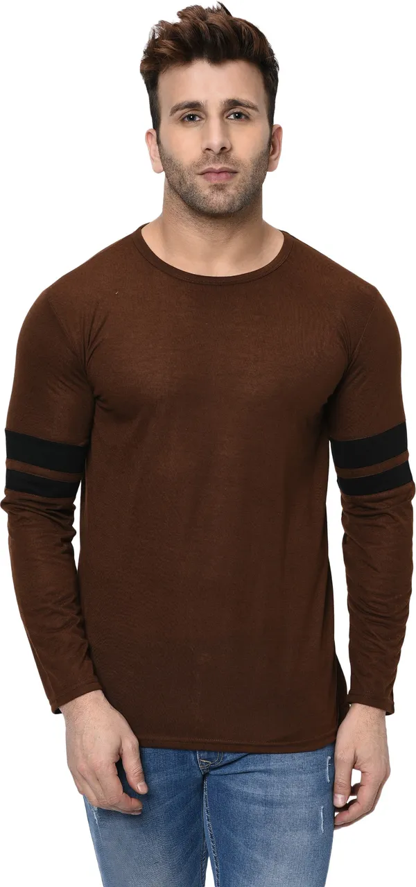 Brown_Striped_Round_Neck_Regukar_Fit_T-Shirt_for_men