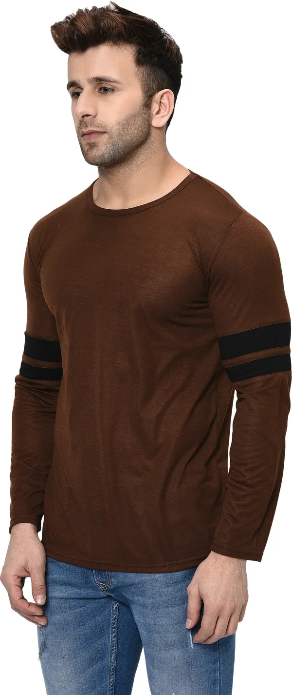 Brown_Striped_Round_Neck_Regukar_Fit_T-Shirt_for_men