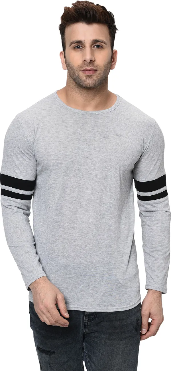 Grey_Striped_Round_Neck_Regukar_Fit_T-Shirt_For_Men