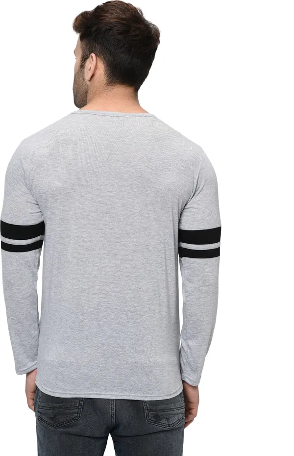 Grey_Striped_Round_Neck_Regukar_Fit_T-Shirt_For_Men