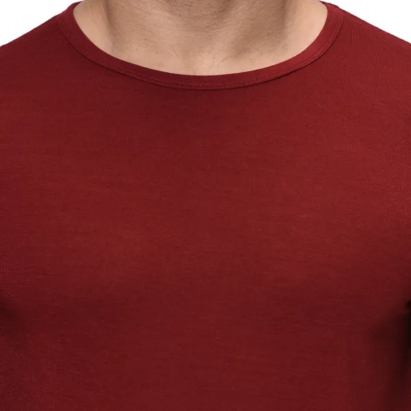 Maroon_Striped_Round_Neck_Regukar_Fit_T-Shirt_For_Men