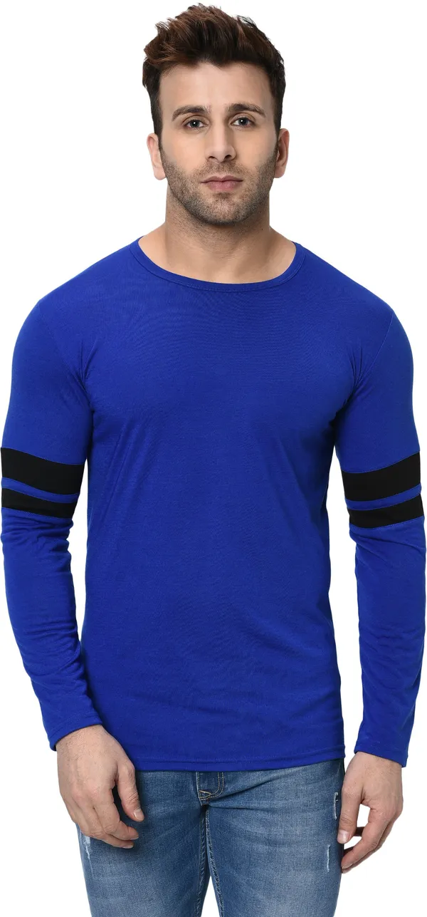 Dark_Blue_Colorblock_Shawl_Neck_Regukar_Fit_T-Shirt_for_men