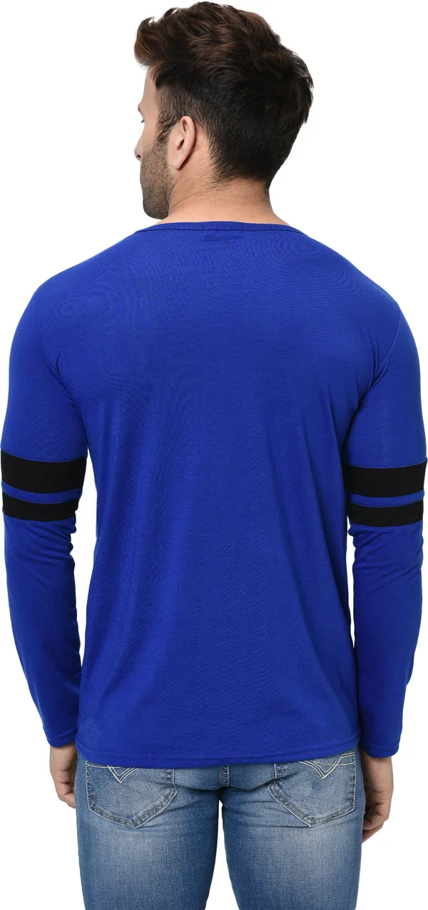 Dark_Blue_Colorblock_Shawl_Neck_Regukar_Fit_T-Shirt_for_men