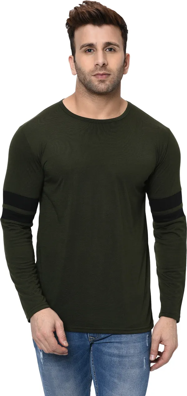 Green_Striped_Round_Neck_Regukar_Fit_T-Shirt_For_Men