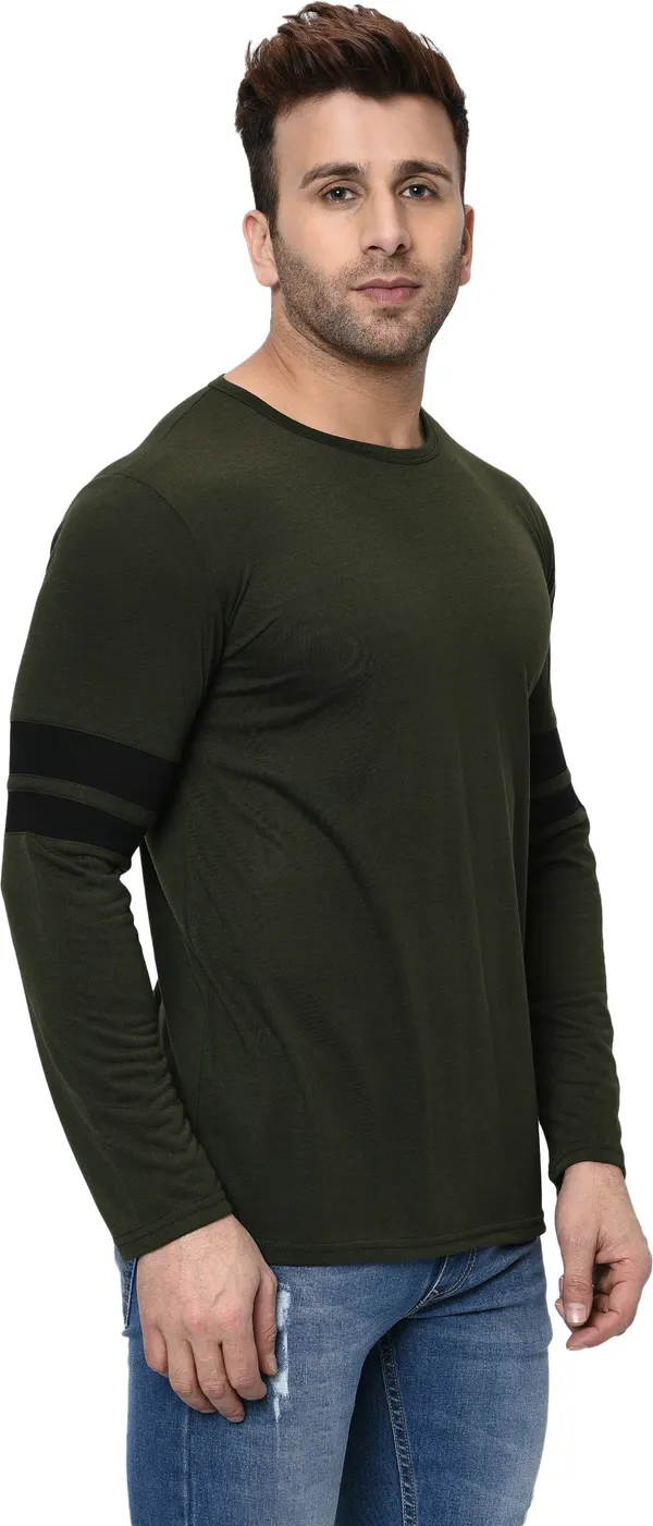 Green_Striped_Round_Neck_Regukar_Fit_T-Shirt_For_Men