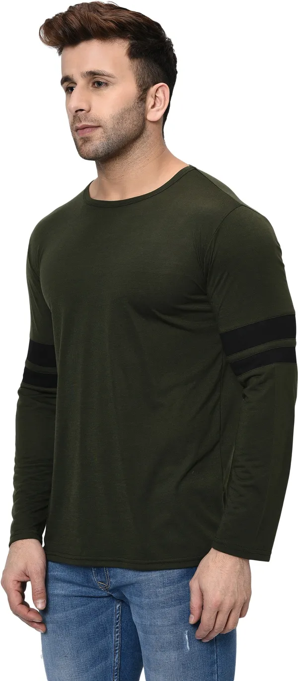 Green_Striped_Round_Neck_Regukar_Fit_T-Shirt_For_Men