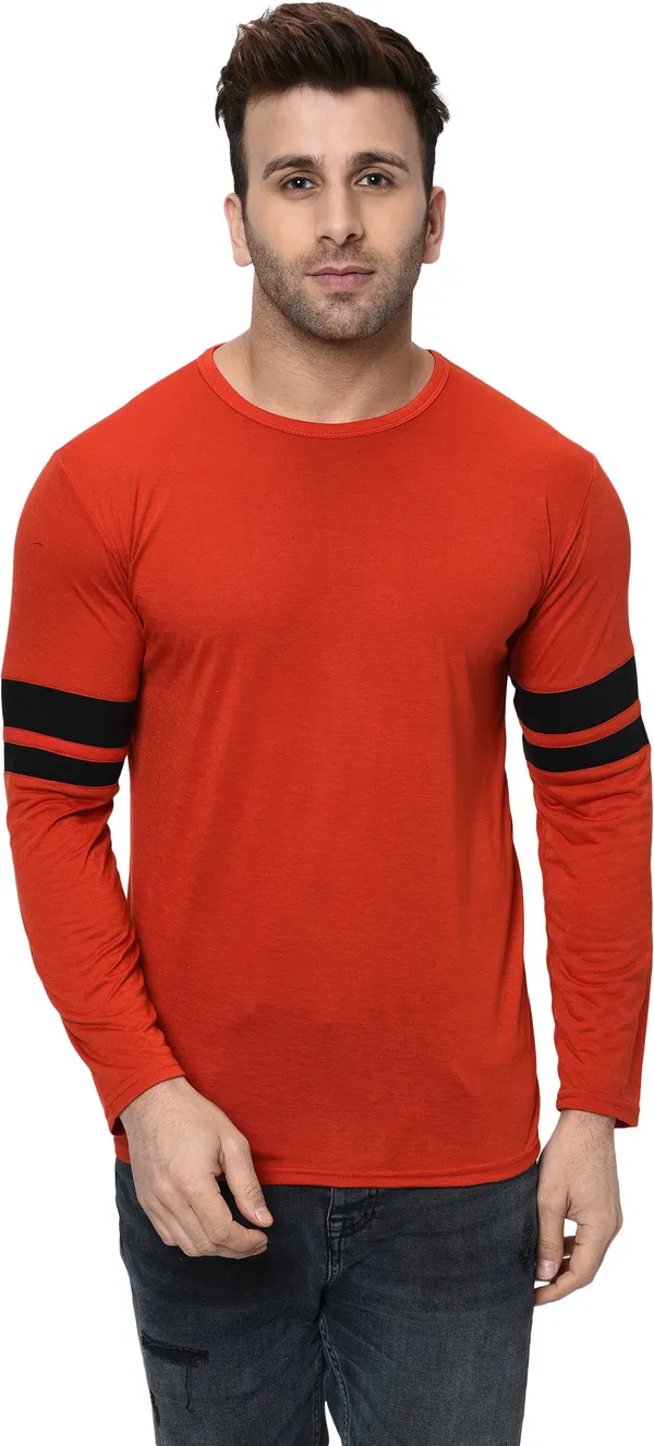 Red__Striped_Round_Neck__Regukar_Fit_T-Shirt_For_Men