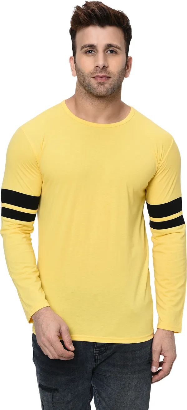 Yellow_Striped_Round_Neck_Regukar_Fit_T-Shirt_for_men