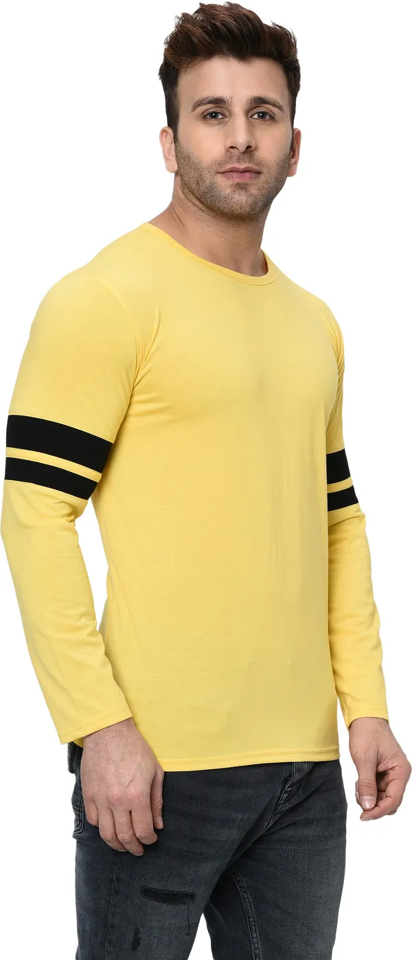 Yellow_Striped_Round_Neck_Regukar_Fit_T-Shirt_for_men
