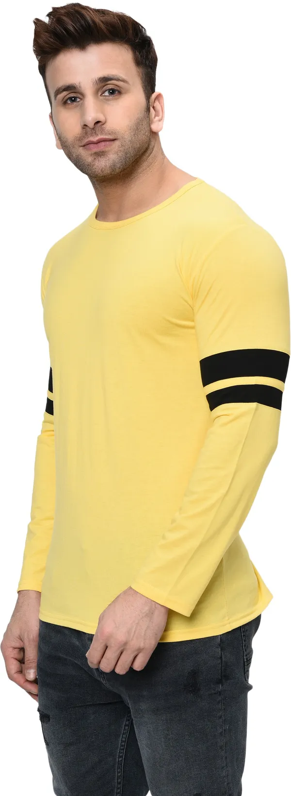 Yellow_Striped_Round_Neck_Regukar_Fit_T-Shirt_for_men