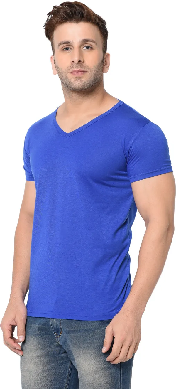 Blue_Cotton_Solid_V_Neck_Regukar_Fit_T-Shirt_For_Men