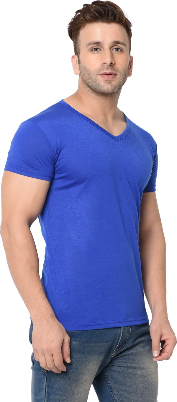 Blue_Cotton_Solid_V_Neck_Regukar_Fit_T-Shirt_For_Men