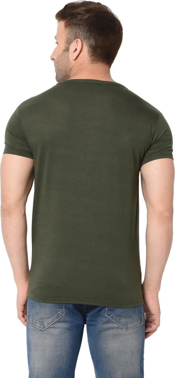Dark_Green_Cotton_Solid_V_Neck_Regukar_Fit_T-Shirt_For_Men