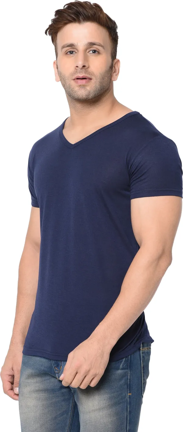 Dark_Blue_Cotton_Solid_V_Neck_Regukar_Fit_T-Shirt_For_Men