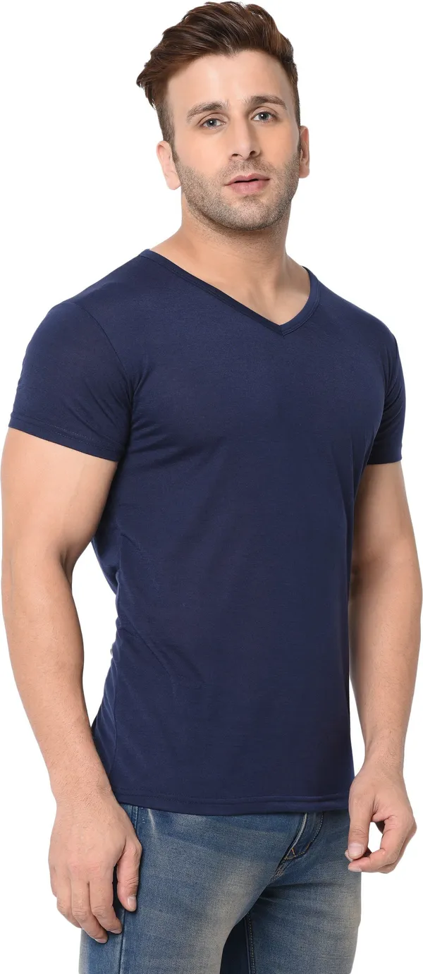 Dark_Blue_Cotton_Solid_V_Neck_Regukar_Fit_T-Shirt_For_Men