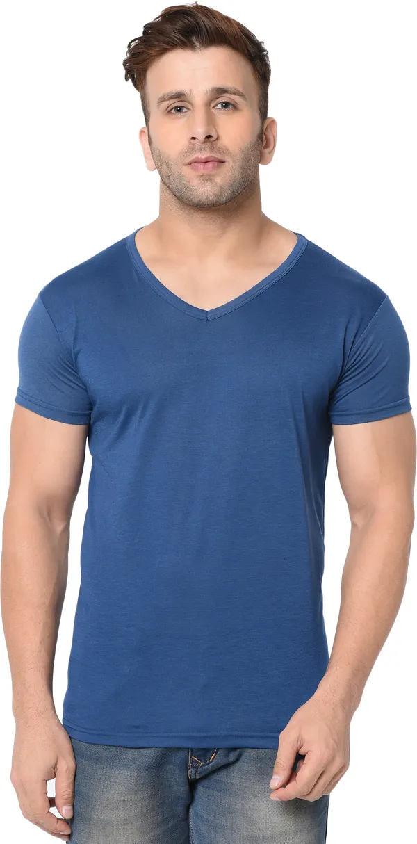 Blue_Cotton_Solid_V_Neck_Regukar_Fit_T-Shirt_For_Men