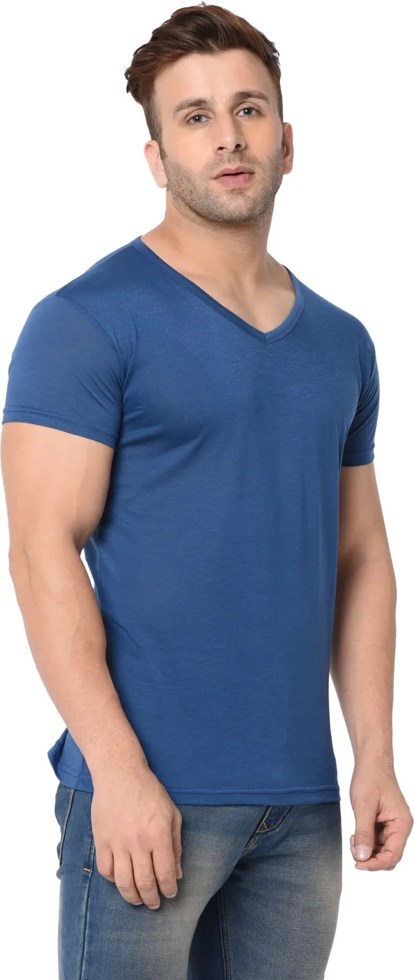 Blue_Cotton_Solid_V_Neck_Regukar_Fit_T-Shirt_For_Men