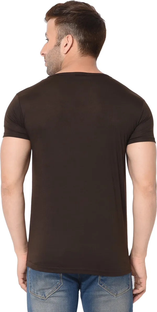 Brown_Cotton_Solid_V_Neck__Regukar_Fit_T-Shirt_For_Men
