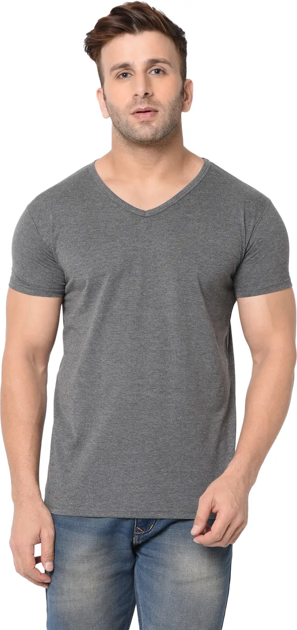 Grey_Cotton_Solid_V_Neck_Regukar_Fit_T-Shirt_For_Men