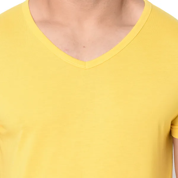 Yellow_Cotton_Solid_V_Neck_Regukar_Fit_T-Shirt_For_Men