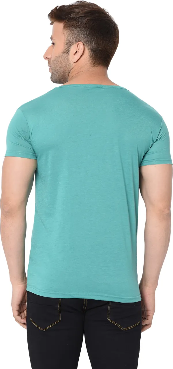 Light_Green_Cotton_Solid_V_Neck_Regukar_Fit_T-Shirt_For_Men