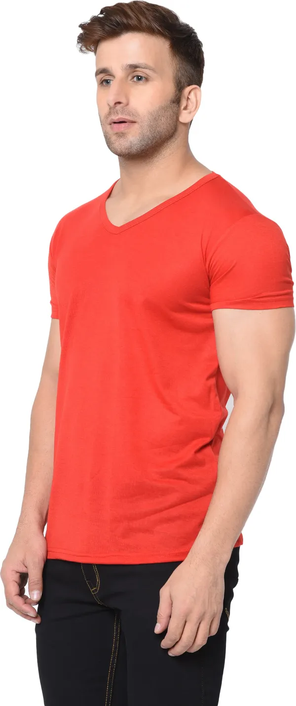 Red_Cotton_Solid_V_Neck_Regukar_Fit_T-Shirt_For_Men