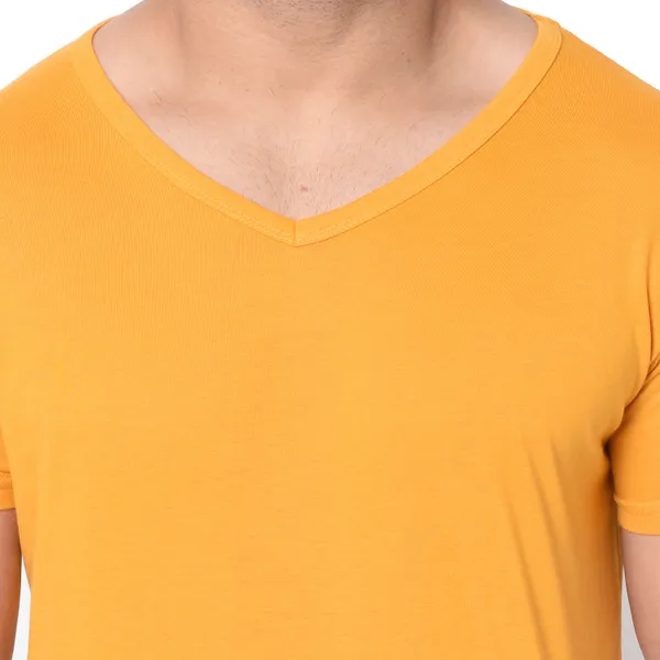 Yellow_Cotton_Solid_V_Neck_Regukar_Fit_T-Shirt_For_Men