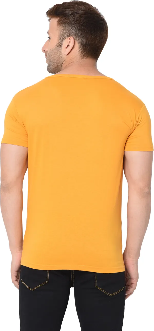 Yellow_Cotton_Solid_V_Neck_Regukar_Fit_T-Shirt_For_Men