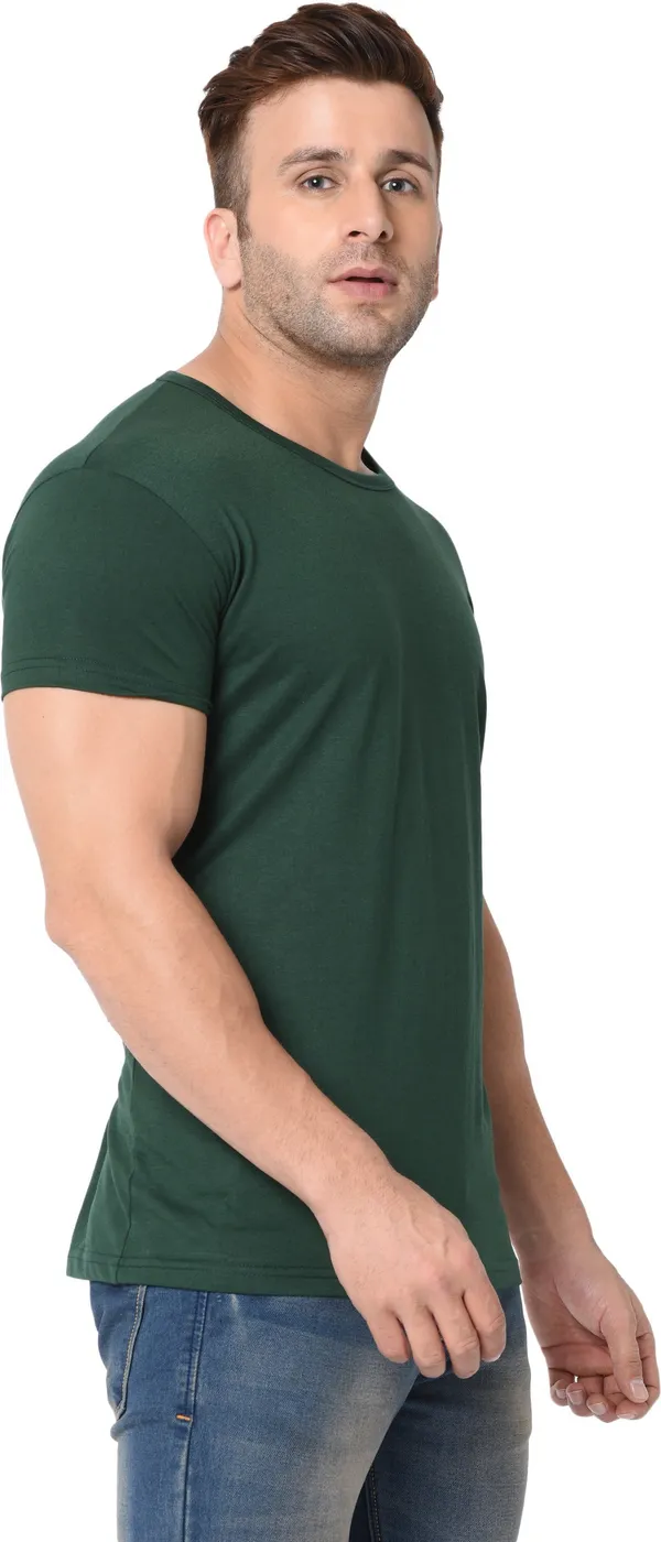 Dark_Green_Cotton_Solid_Round_Neck_Regukar_Fit_T-Shirt_For_Men