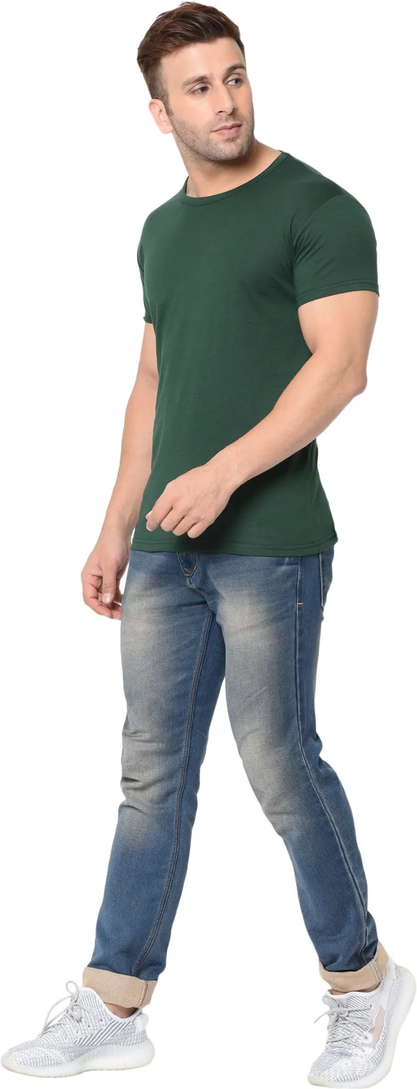 Dark_Green_Cotton_Solid_Round_Neck_Regukar_Fit_T-Shirt_For_Men