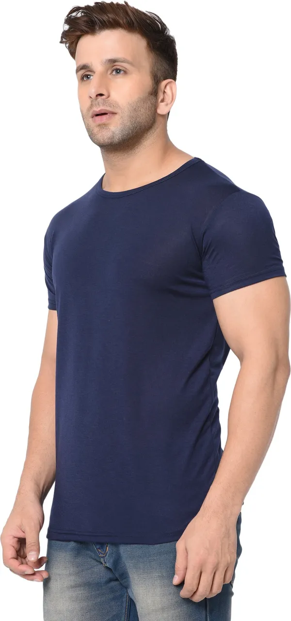 Blue_Cotton_Solid_Men_Round_Neck_Regukar_Fit_T-Shirt_For_Men