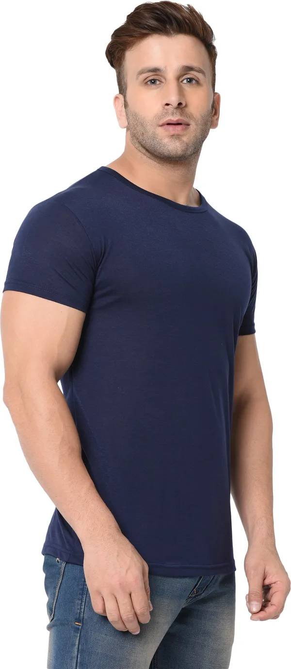Blue_Cotton_Solid_Men_Round_Neck_Regukar_Fit_T-Shirt_For_Men