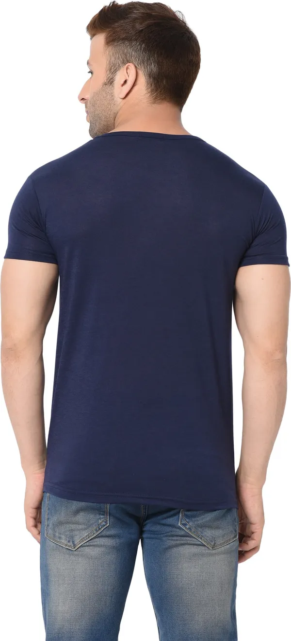 Blue_Cotton_Solid_Men_Round_Neck_Regukar_Fit_T-Shirt_For_Men