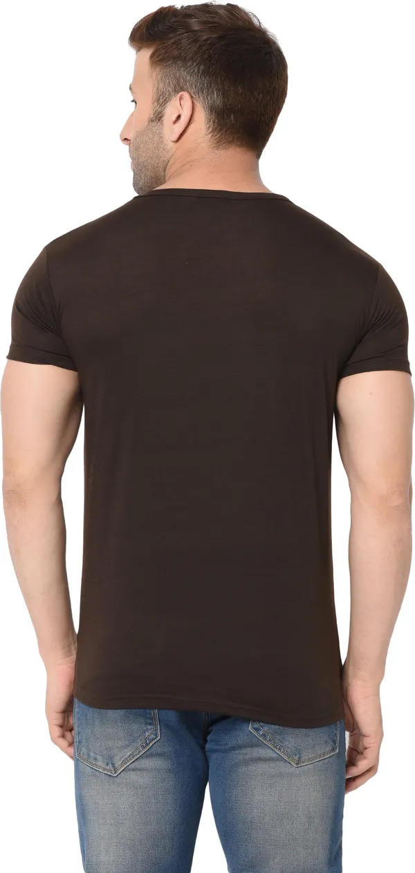 Brown_Cotton_Solid_Round_Neck_Regukar_Fit_T-Shirt_For_Men