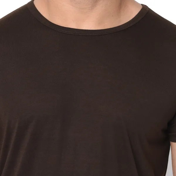 Brown_Cotton_Solid_Round_Neck_Regukar_Fit_T-Shirt_For_Men