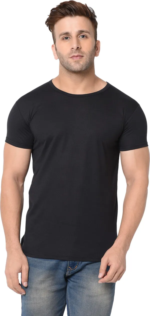 Black_Cotton_Solid_Round_Neck_Regukar_Fit_T-Shirt_For_Men