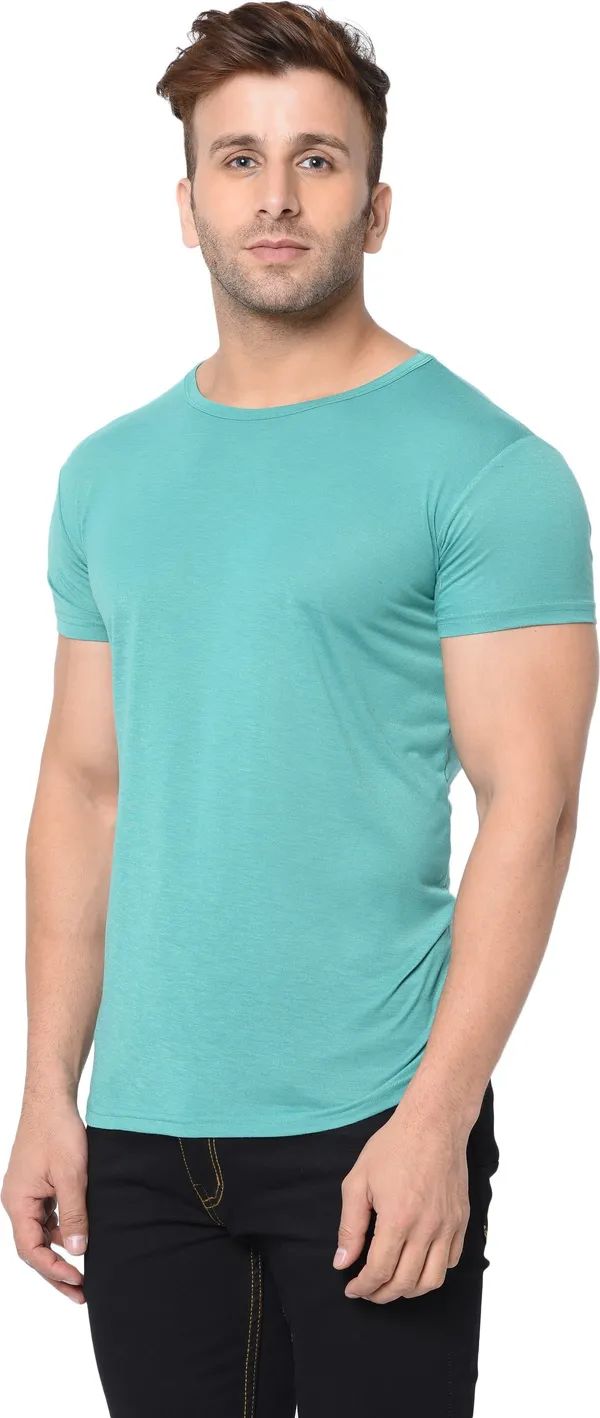 Light_Green_Cotton_Solid_Round_Neck_Regukar_Fit_T-Shirt_For_Men