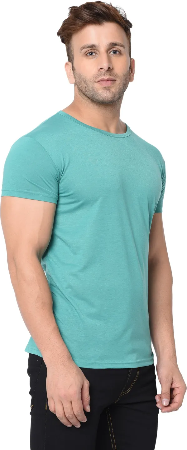 Light_Green_Cotton_Solid_Round_Neck_Regukar_Fit_T-Shirt_For_Men