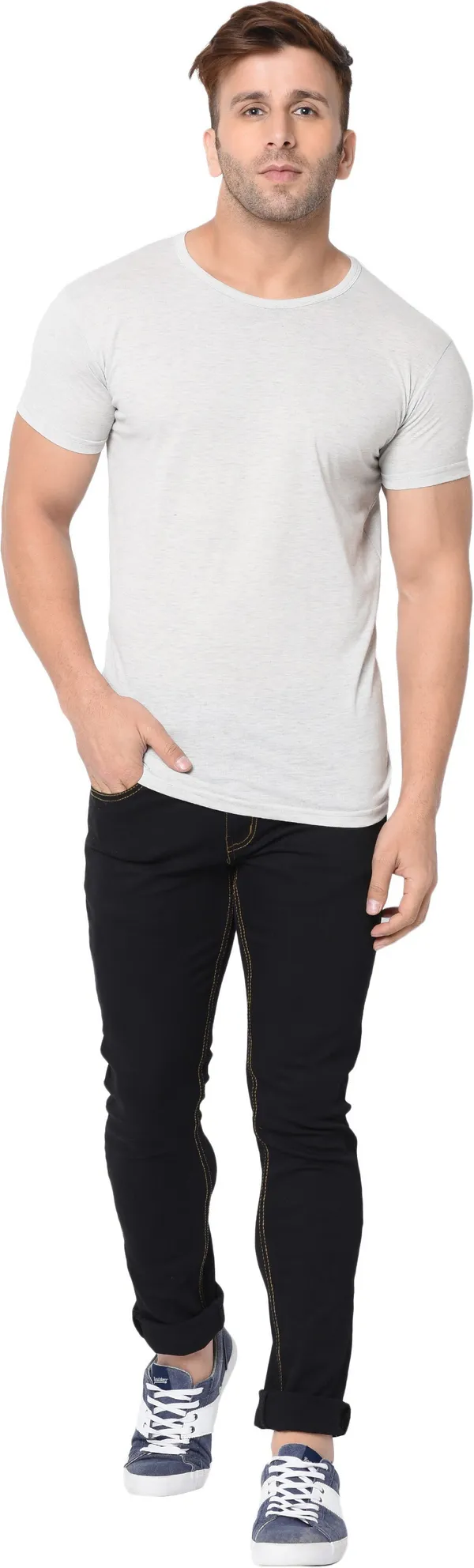 Grey_Cotton_Solid_Round_Neck_Regukar_Fit_T-Shirt_For_Men