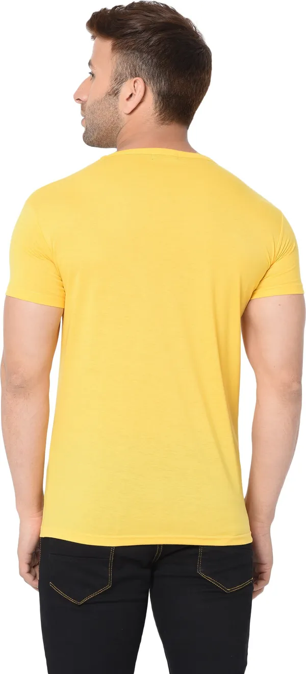 Yellow_Cotton_Solid_Round_Neck_Regukar_Fit_T-Shirt_For_Men