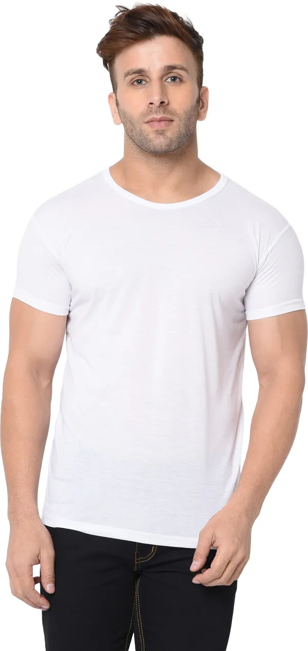 White_Cotton_Solid_Round_Neck_Regukar_Fit_T-Shirt_For_Men