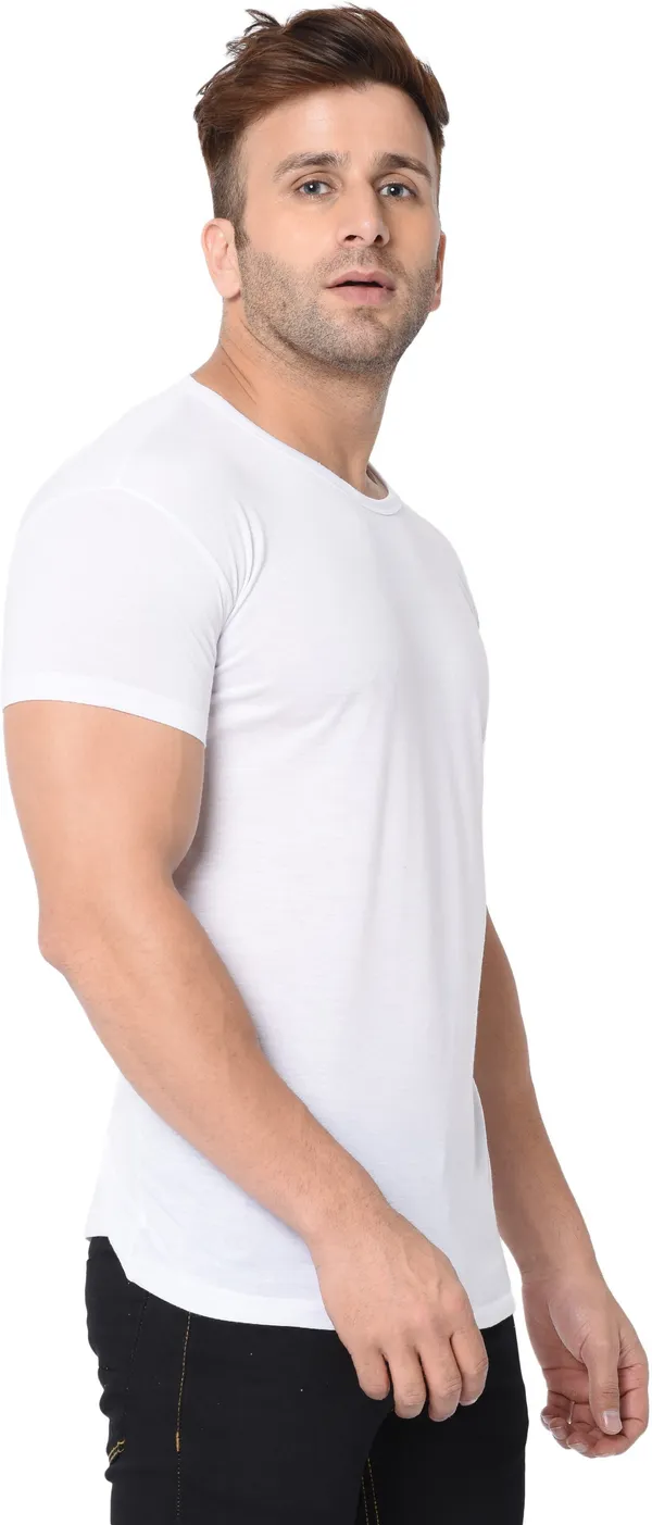 White_Cotton_Solid_Round_Neck_Regukar_Fit_T-Shirt_For_Men