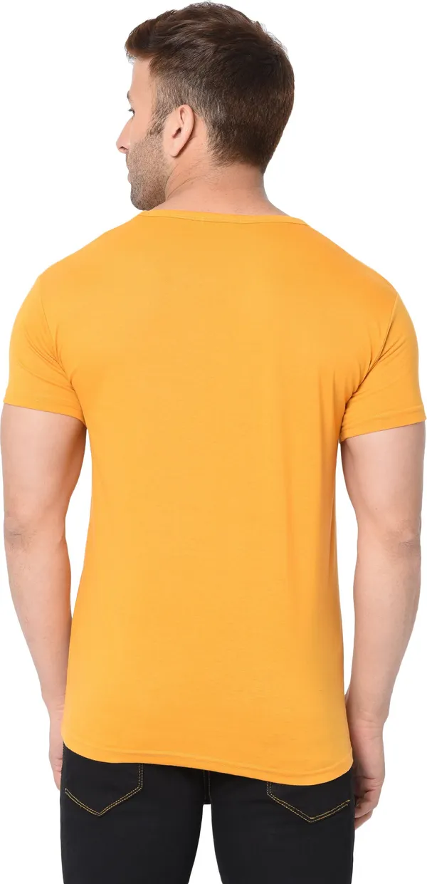 Yellow_Cotton_Solid_Round_Neck_Regukar_Fit_T-Shirt_For_Men