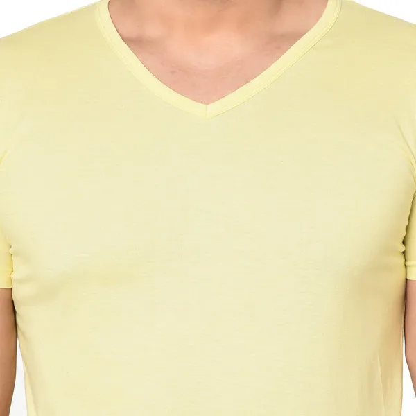Yellow_Cotton_Solid_V_Neck_Regukar_Fit_T-Shirt_For_Men