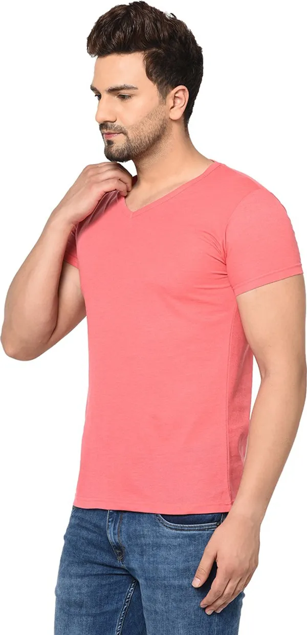 Red_Cotton_Solid_V_Neck_Regukar_Fit_T-Shirt_For_Men